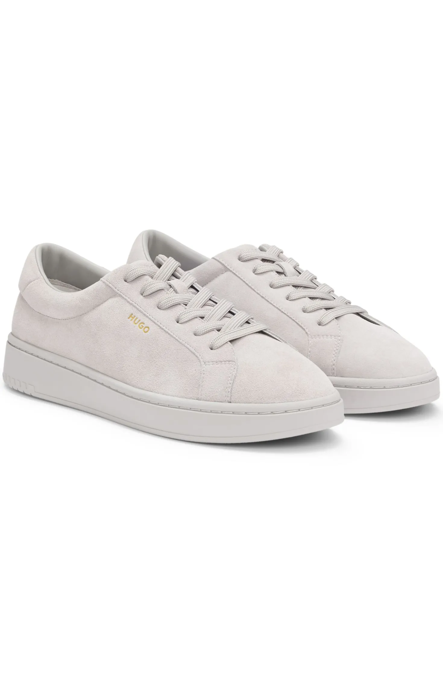 Sneakers aus Veloursleder mit goldfarbenem Folien-Logo