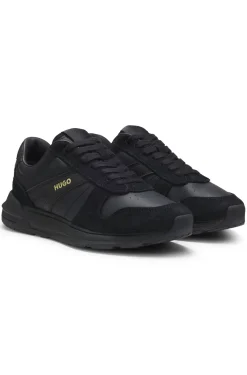 Sneakers aus Veloursleder mit goldfarbenem Folien-Logo