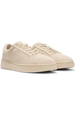 Sneakers aus Veloursleder mit goldfarbenem Folien-Logo