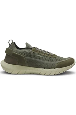Sneakers aus Veloursleder mit Stricksocke und Schnürung