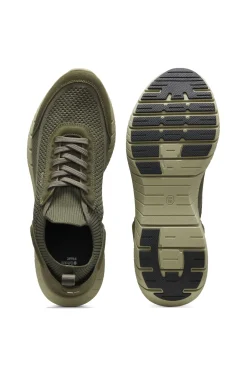 Sneakers aus Veloursleder mit Stricksocke und Schnürung