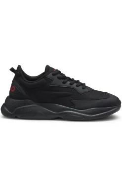 Sneakers in Canvas-Optik mit Logo an der Ferse