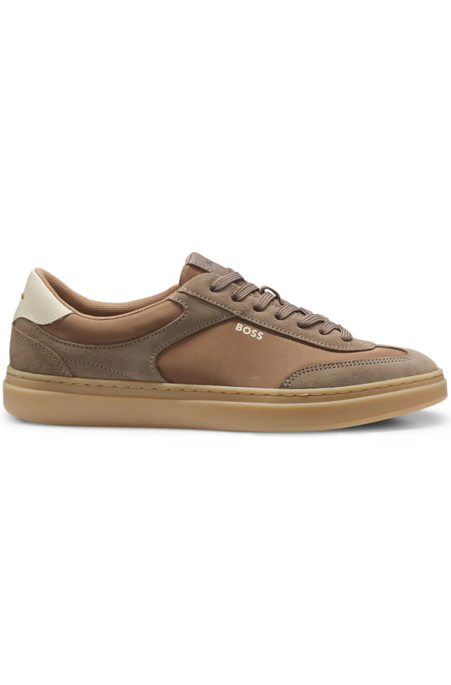 Sneakers mit Veloursleder-Details und Schnürung