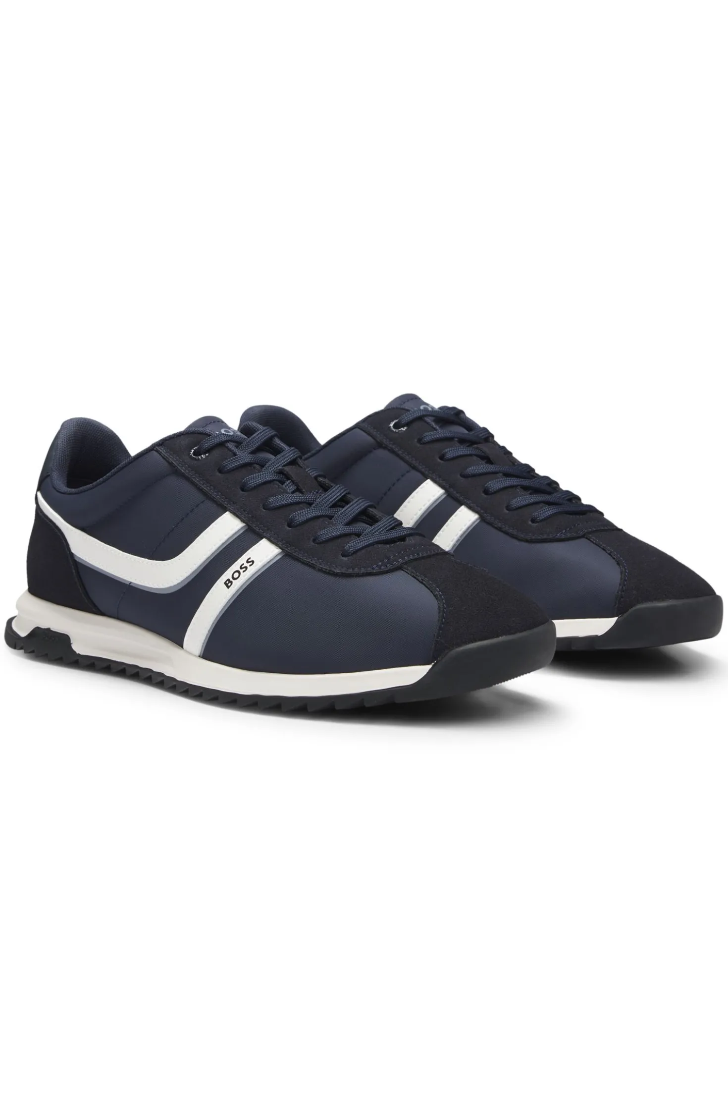 Sneakers mit Veloursleder-Imitat-Details und Logo
