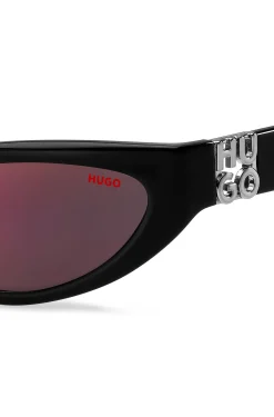 Sonnenbrille aus schwarzem Acetat mit 3D-Monogramm