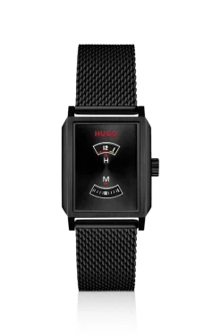 #Steeze Undercover schwarz beschichtete Uhr mit Jump-Hour-Zifferblatt