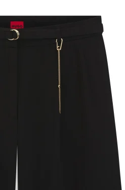 Straight-Fit Hose mit goldfarbener Karabiner-Kette