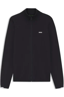 Strickjacke aus Baumwolle mit kontrastfarbenem Logo