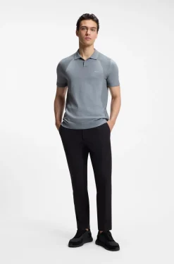 Strick-Poloshirt aus Baumwoll-Mix mit Bodymapping-Struktur