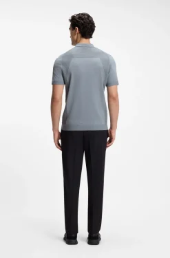 Strick-Poloshirt aus Baumwoll-Mix mit Bodymapping-Struktur