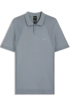 Strick-Poloshirt aus Baumwoll-Mix mit Bodymapping-Struktur