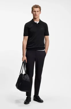 Strick-Poloshirt aus Baumwoll-Mix mit Bodymapping-Struktur