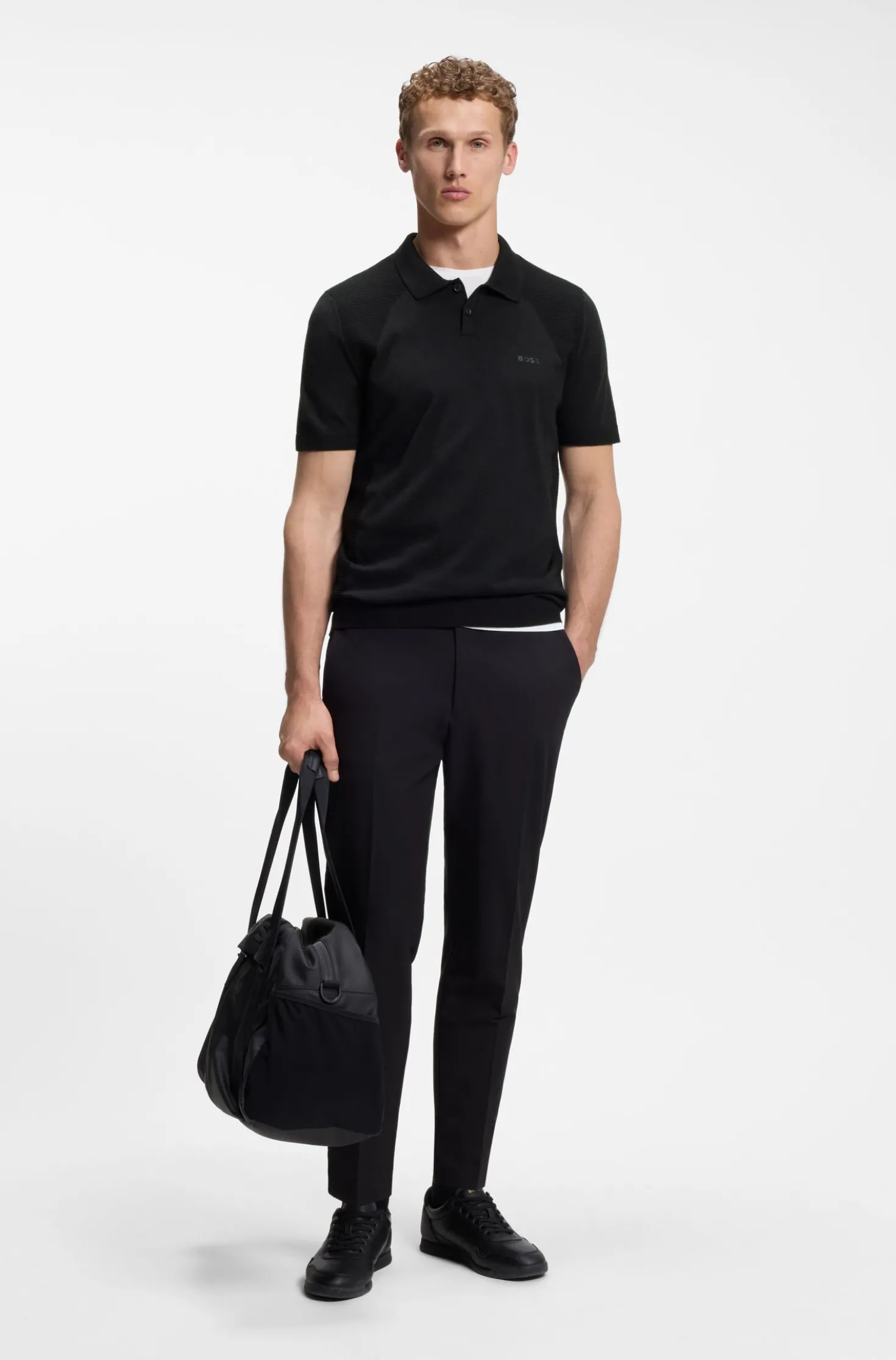 Strick-Poloshirt aus Baumwoll-Mix mit Bodymapping-Struktur