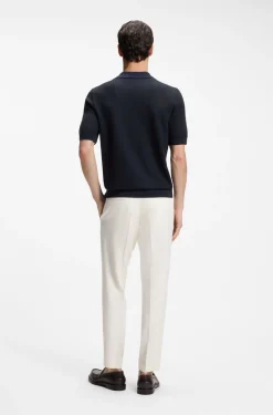 Strick-Poloshirt aus Baumwolle und Seide mit Johnny-Kragen