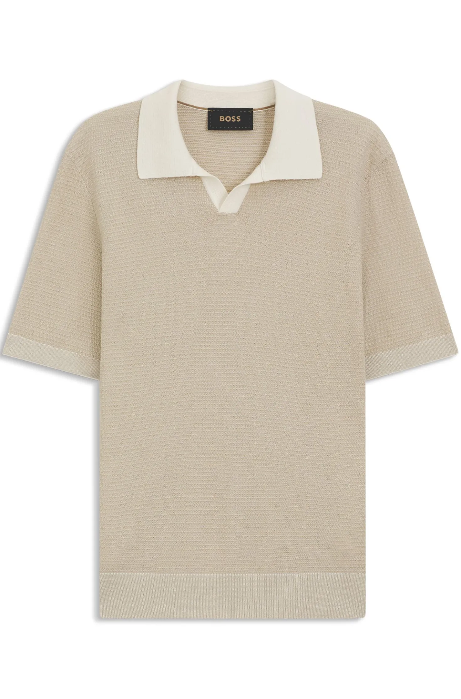 Strick-Poloshirt aus Baumwolle und Seide mit Johnny-Kragen