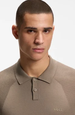 Strick-Poloshirt aus Baumwoll-Mix mit Bodymapping-Struktur