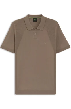 Strick-Poloshirt aus Baumwoll-Mix mit Bodymapping-Struktur