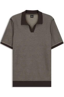 Strick-Poloshirt aus Baumwoll-Mix mit Querstreifen