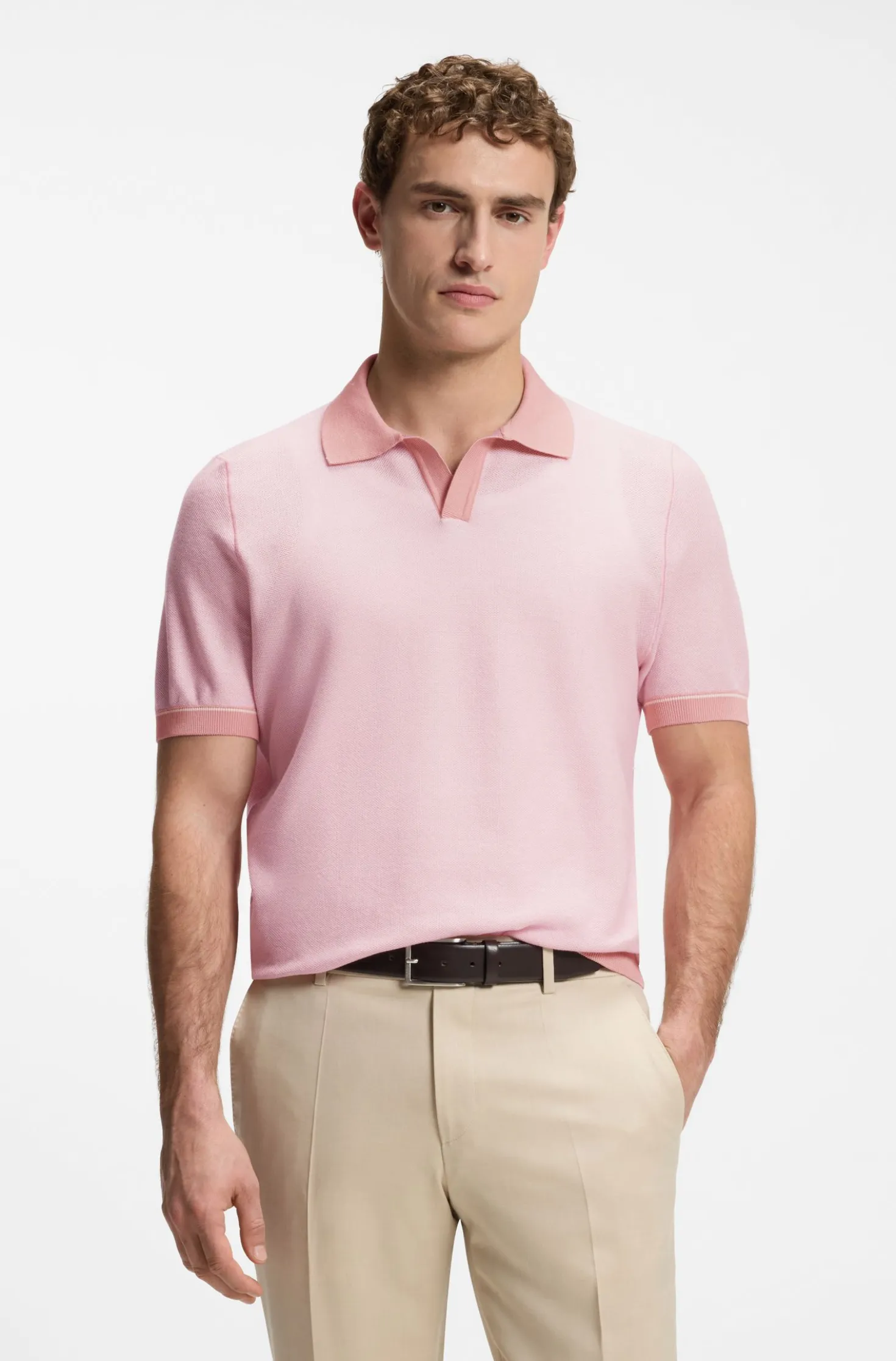 Strick-Poloshirt aus Baumwoll-Mix mit Querstreifen