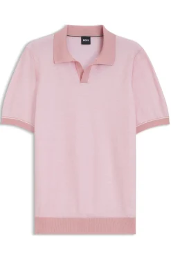 Strick-Poloshirt aus Baumwoll-Mix mit Querstreifen