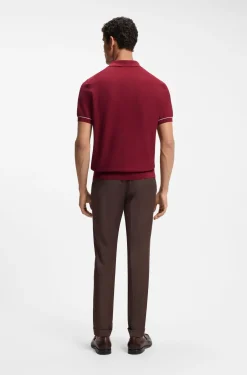 Strick-Poloshirt aus Baumwoll-Mix mit Querstreifen
