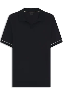 Strick-Poloshirt aus Baumwoll-Mix mit Querstreifen