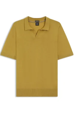 Strick-Poloshirt aus Merinowolle mit Johnny-Kragen