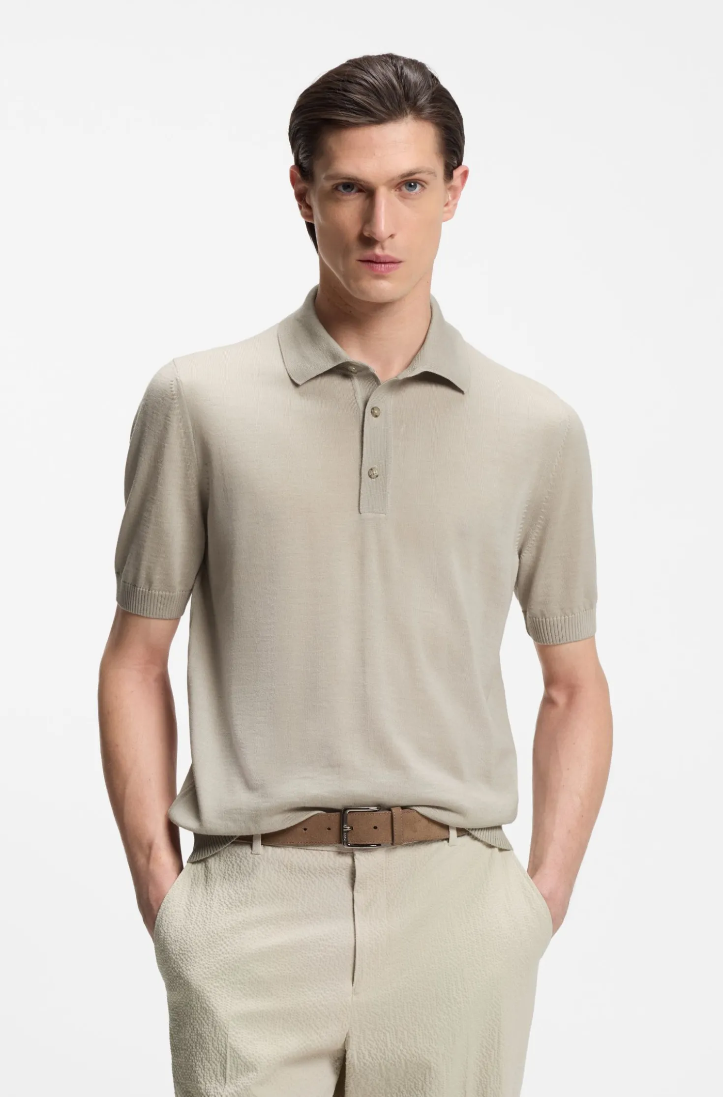 Strick-Poloshirt aus Schurwolle