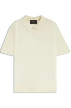 Strick-Poloshirt aus Seide mit gerippter Struktur