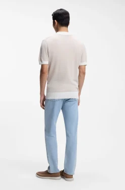 Strick-Poloshirt aus Seide und Baumwolle