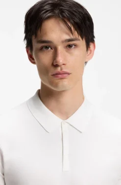 Strick-Poloshirt mit verdeckter Knopfleiste