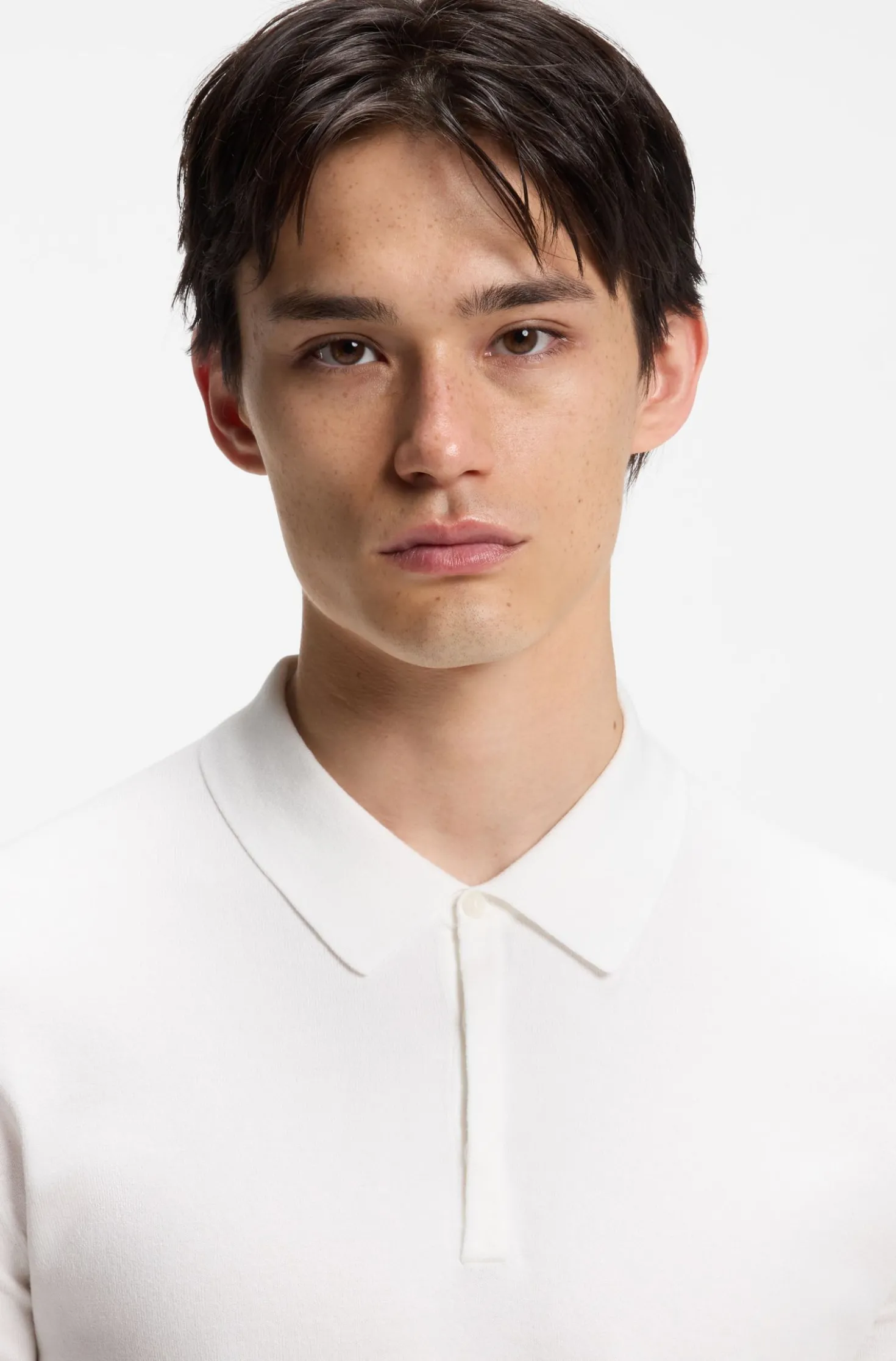 Strick-Poloshirt mit verdeckter Knopfleiste