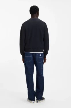 Strickpullover aus Baumwolle mit blauem Logo-Aufnäher