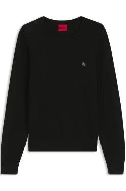 Strickpullover aus Piqué mit metallenem Stack-Logo