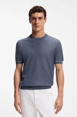 Strick-T-Shirt aus Baumwoll-Mix mit Querstreifen