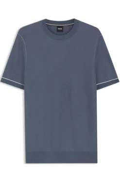 Strick-T-Shirt aus Baumwoll-Mix mit Querstreifen
