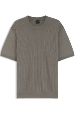 Strick-T-Shirt aus Leinen-Baumwoll-Mix
