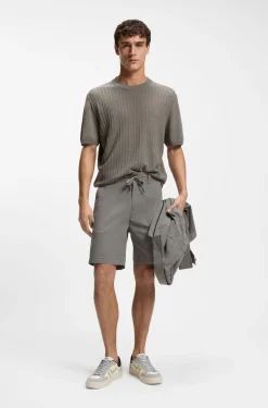 Strick-T-Shirt aus Leinen-Baumwoll-Mix