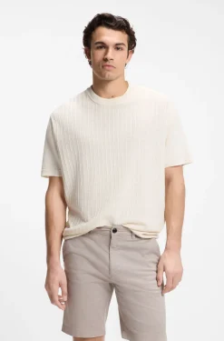 Strick-T-Shirt aus Leinen-Baumwoll-Mix