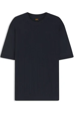 Strick-T-Shirt aus Leinen-Baumwoll-Mix