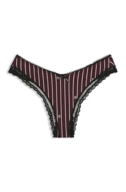 String aus elastischer Mikrofaser mit Spitzenbesatz