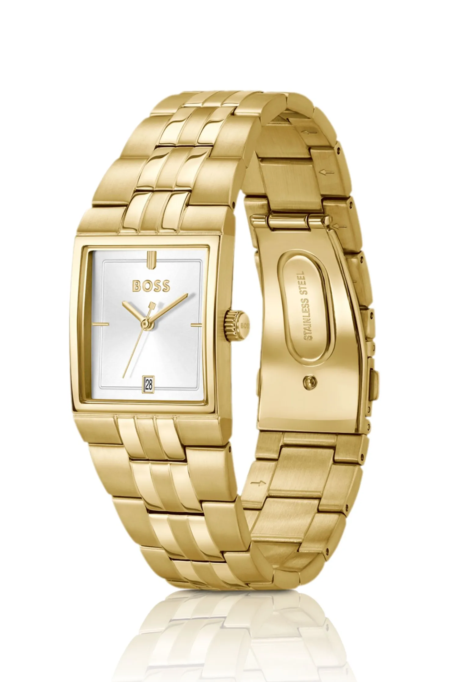 Strivo goldfarbene Uhr mit Streifen-Detail
