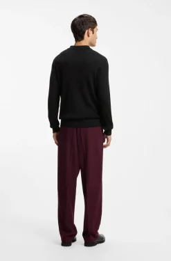 Strukturierter Polo-Pullover aus Woll-Mix