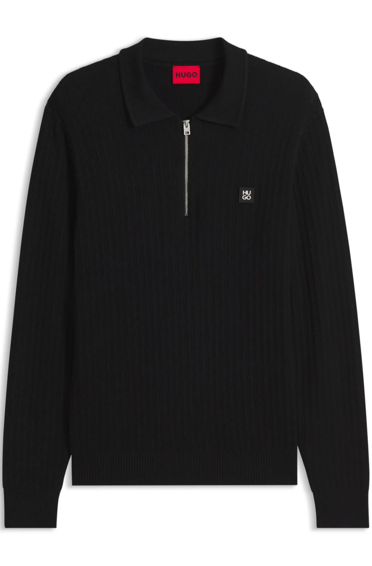 Strukturierter Polo-Pullover aus Woll-Mix