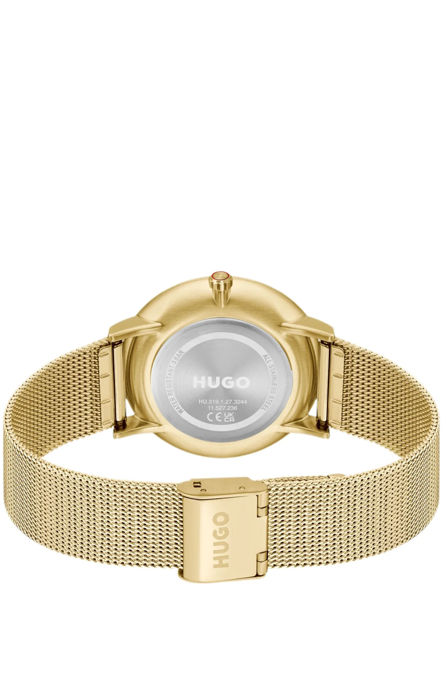 #Style 3-Zeiger-Uhr mit Mesh-Armband und blauem Zifferblatt