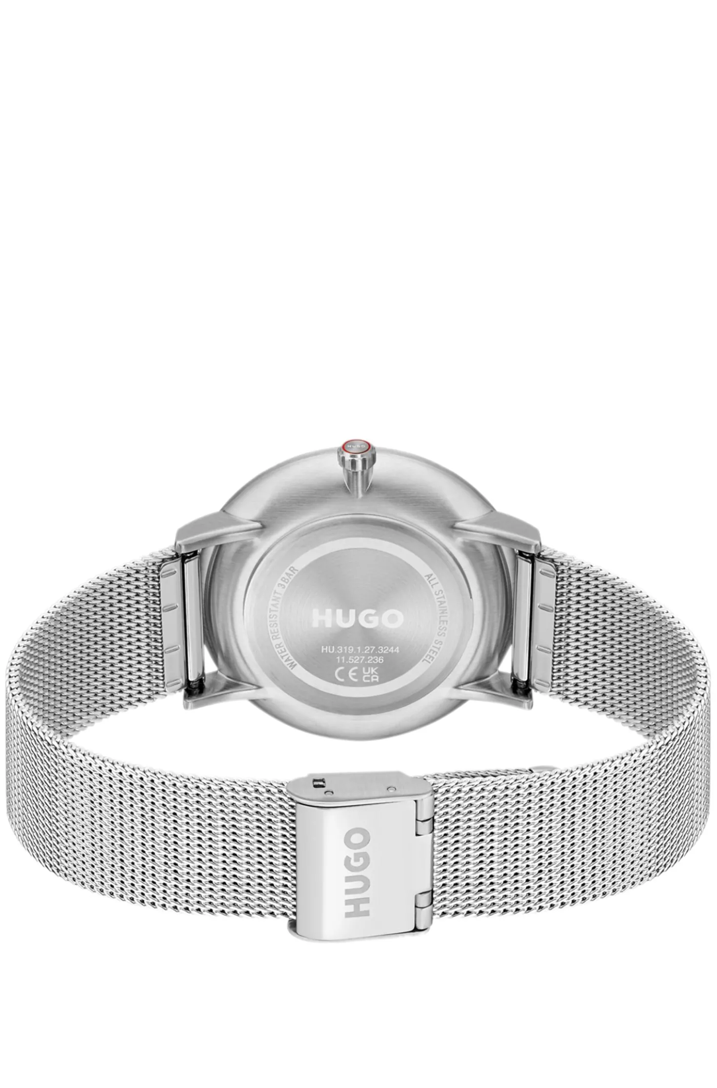 #Style 3-Zeiger-Uhr mit schwarzem Zifferblatt und Mesh-Armband