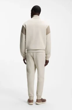 Sweatjacke aus Baumwoll-Mix mit Reißverschluss und kontrastierenden Einsätzen