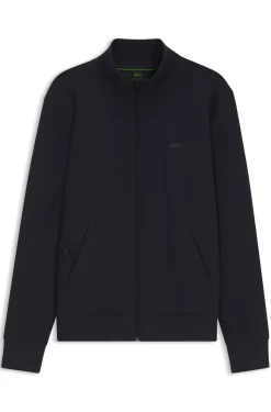 Sweatjacke aus Stretch-Baumwolle mit Reißverschluss und Logo-Print