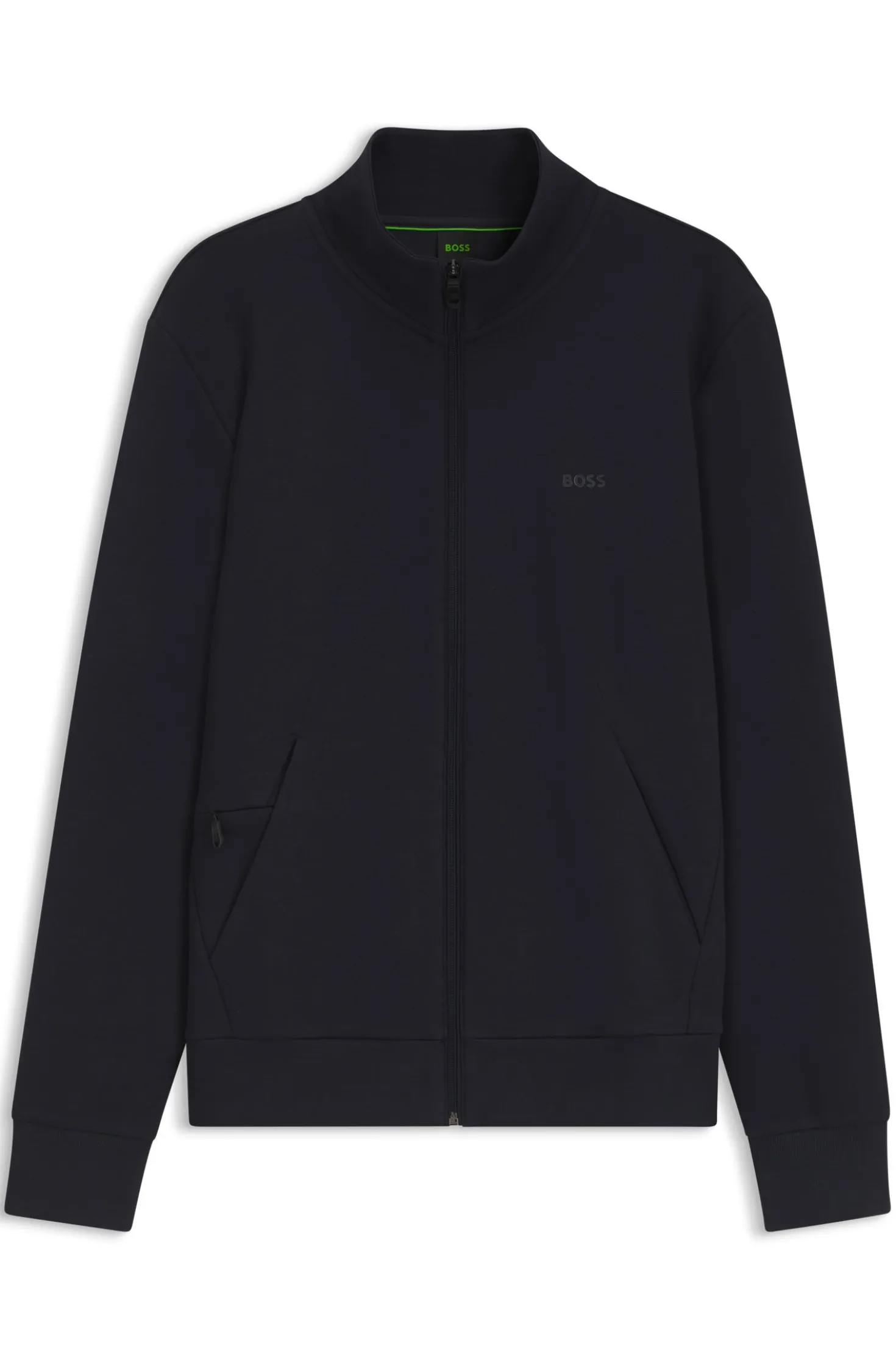 Sweatjacke aus Stretch-Baumwolle mit Reißverschluss und Logo-Print