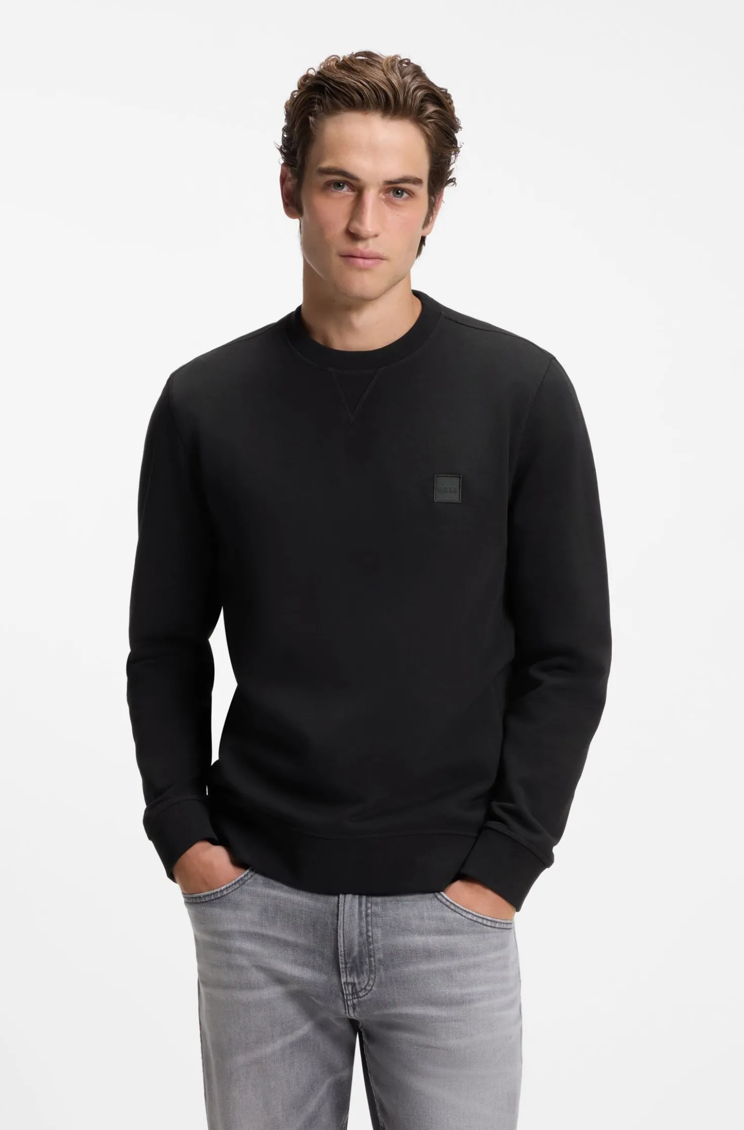 Sweatshirt aus Baumwoll-Terry mit Logo-Patch
